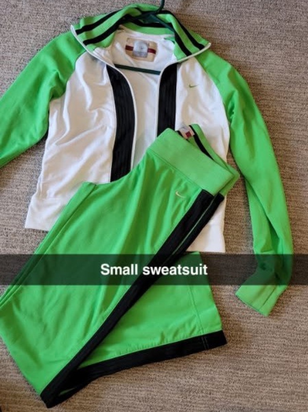 Nike Lime Green, White and Black Women's Tracksuit Set. Worn one time